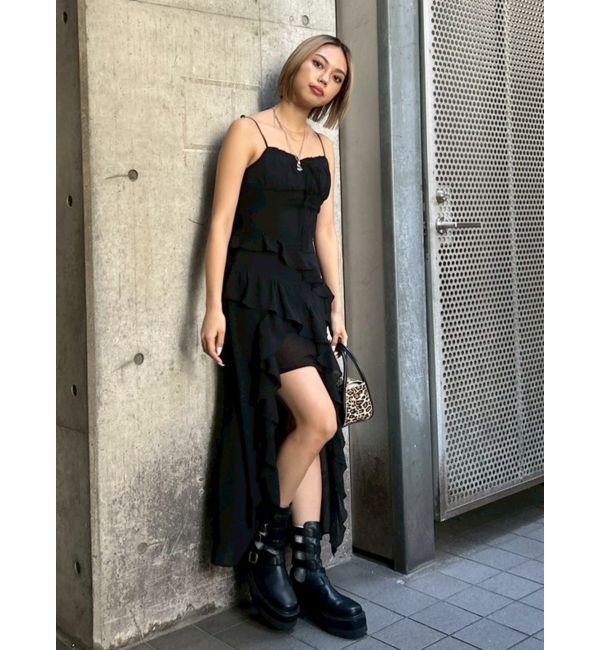 EVRIS「ギャザーアシンメトリーロングワンピース」|ワンピース|