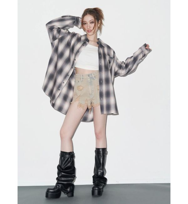 EVRIS「ハイダメージデニムショートパンツ」|デニム|