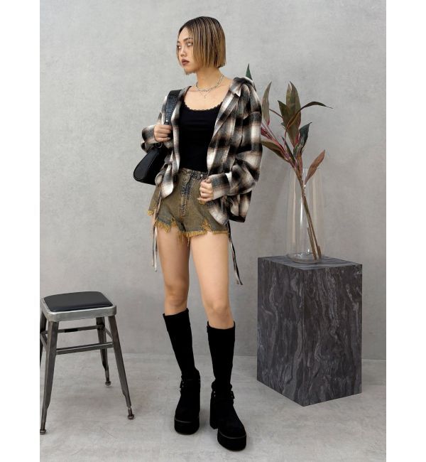 EVRIS「ハイダメージデニムショートパンツ」|デニム|