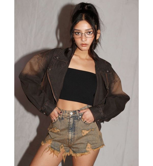 EVRIS「ハイダメージデニムショートパンツ」|デニム|