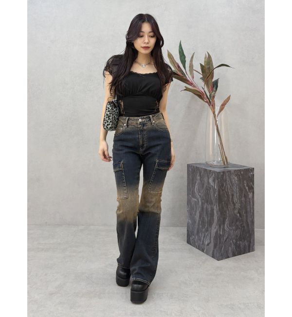 EVRIS「レースドッキングクロップドトップス」|Tシャツ・カットソー|