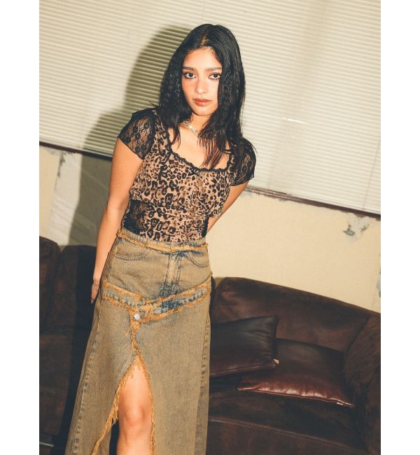 EVRIS「レースドッキングクロップドトップス」|Tシャツ・カットソー|