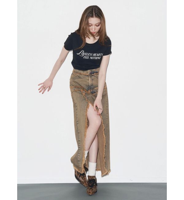 EVRIS「フリンジスリットロングデニムスカート」|スカート|