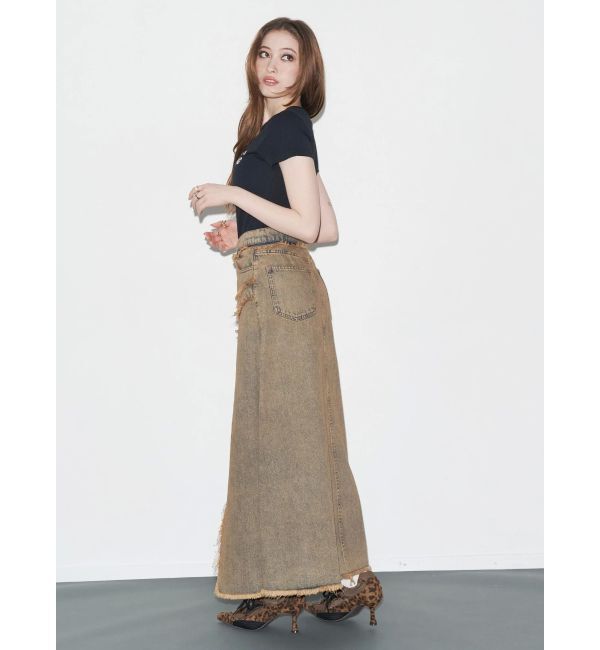 EVRIS「フリンジスリットロングデニムスカート」|スカート|