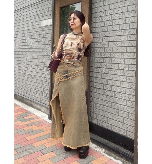 EVRIS「フリンジスリットロングデニムスカート」|スカート|