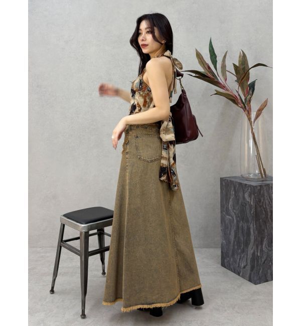 EVRIS「フリンジスリットロングデニムスカート」|スカート|