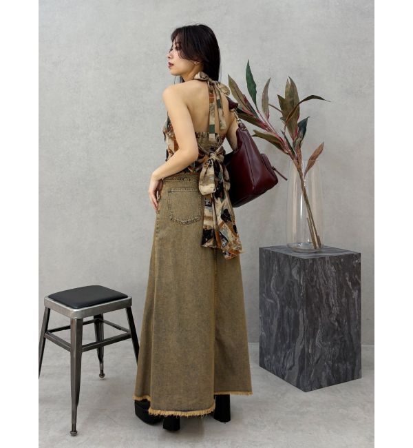 EVRIS「フリンジスリットロングデニムスカート」|スカート|