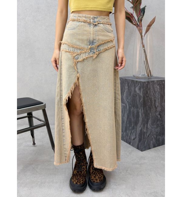 EVRIS「フリンジスリットロングデニムスカート」|スカート|