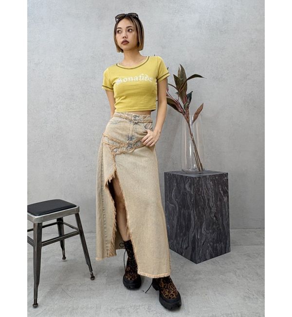 EVRIS「フリンジスリットロングデニムスカート」|スカート|