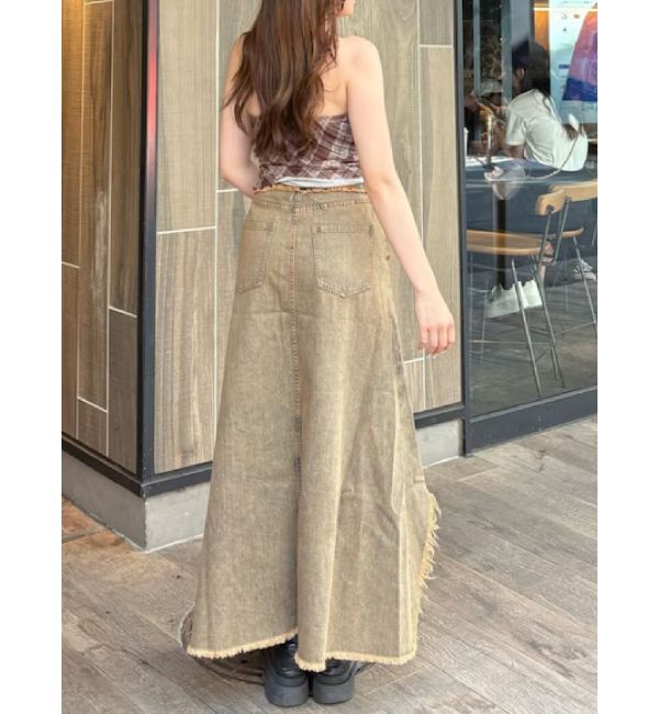 EVRIS「フリンジスリットロングデニムスカート」|スカート|