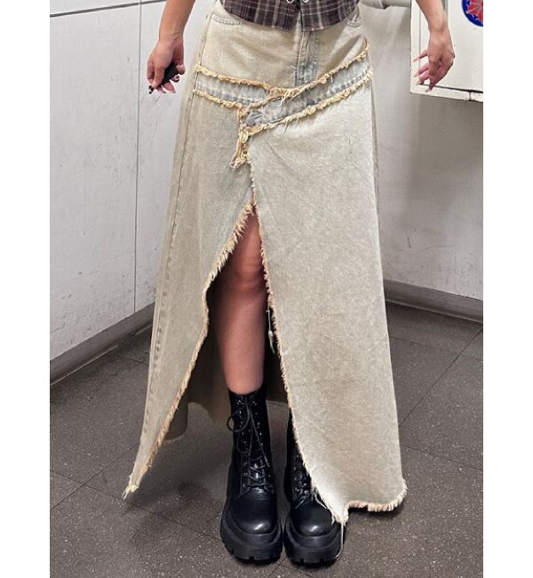 EVRIS「フリンジスリットロングデニムスカート」|スカート|