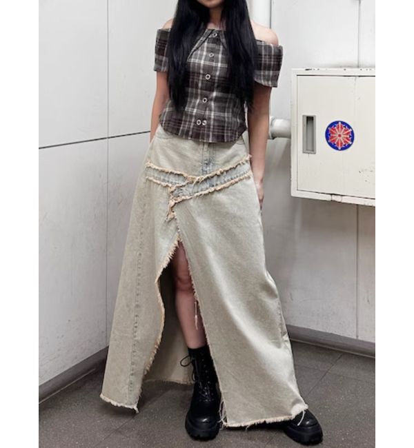 EVRIS「フリンジスリットロングデニムスカート」|スカート|