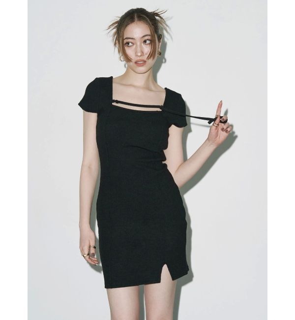 EVRIS「カットタイトハーフスリーブミニワンピース」|ワンピース|