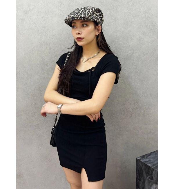 EVRIS「カットタイトハーフスリーブミニワンピース」|ワンピース|