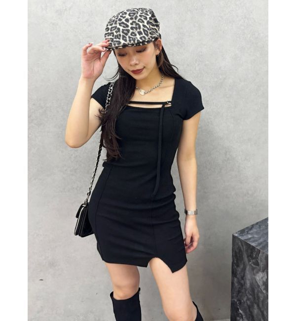 EVRIS「カットタイトハーフスリーブミニワンピース」|ワンピース|