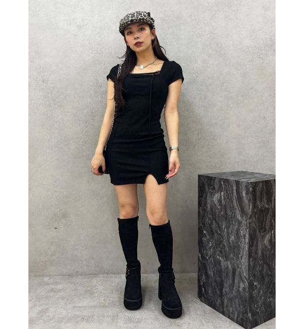 EVRIS「カットタイトハーフスリーブミニワンピース」|ワンピース|