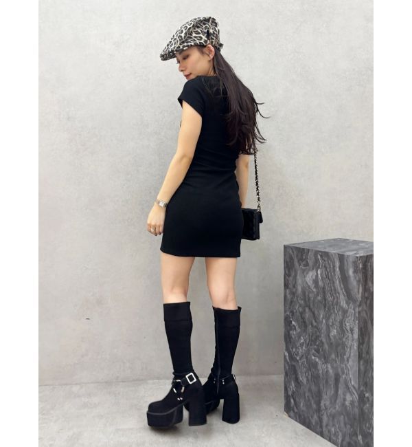 EVRIS「カットタイトハーフスリーブミニワンピース」|ワンピース|