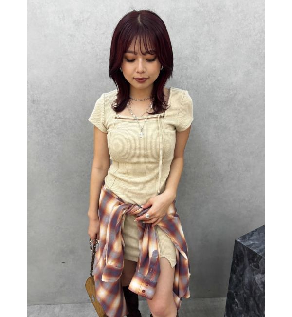 EVRIS「カットタイトハーフスリーブミニワンピース」|ワンピース|