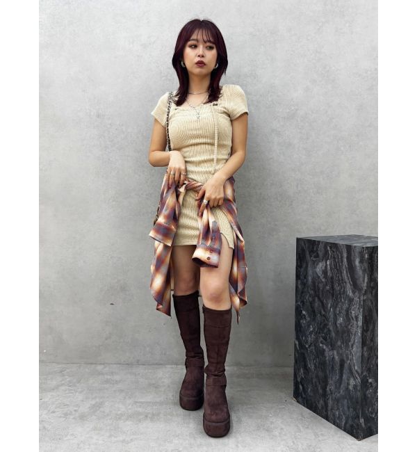 EVRIS「カットタイトハーフスリーブミニワンピース」|ワンピース|