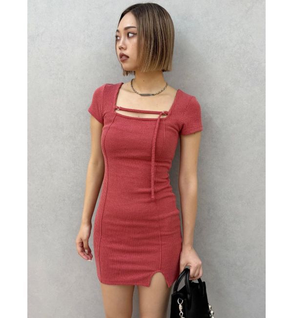 EVRIS「カットタイトハーフスリーブミニワンピース」|ワンピース|