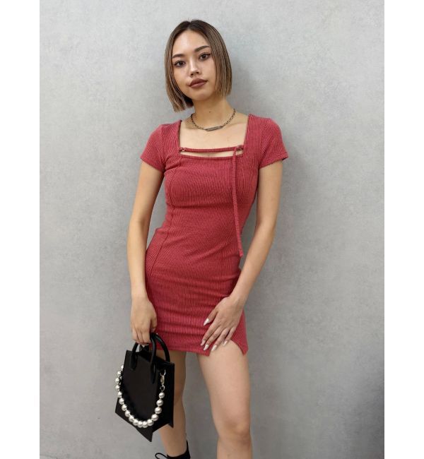 EVRIS「カットタイトハーフスリーブミニワンピース」|ワンピース|