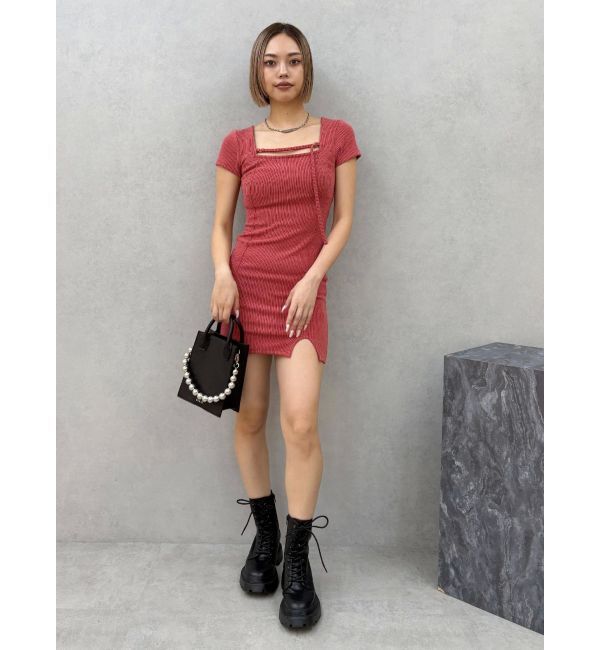 EVRIS「カットタイトハーフスリーブミニワンピース」|ワンピース|
