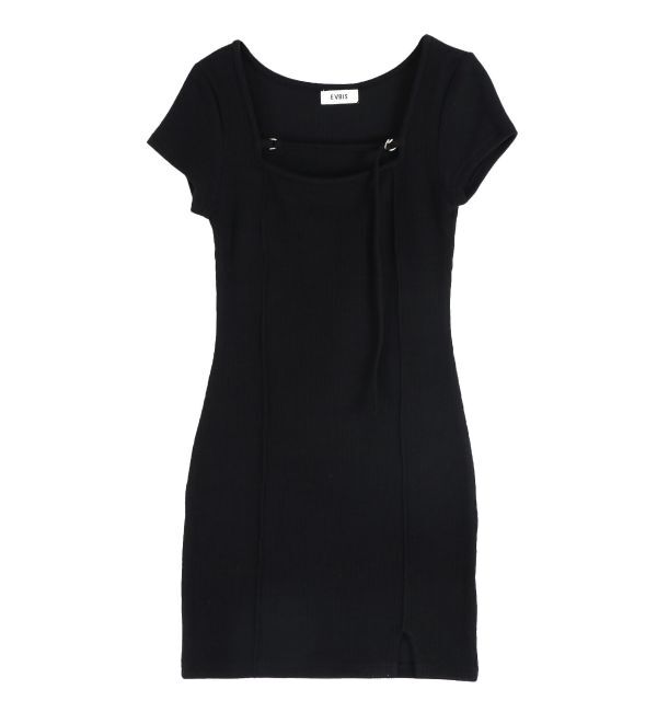 EVRIS「カットタイトハーフスリーブミニワンピース」|ワンピース|