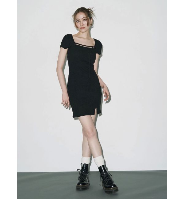 EVRIS「カットタイトハーフスリーブミニワンピース」|ワンピース|