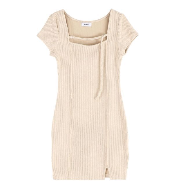 EVRIS「カットタイトハーフスリーブミニワンピース」|ワンピース|