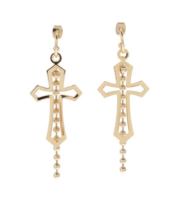 EVRIS「CROSS CHAIN ピアス」|ピアス|ゴールド
