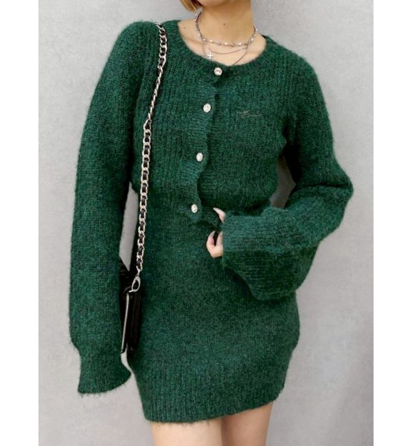 EVRIS「ワンポイントアンサンブルニットワンピース」|ワンピース|グリーン