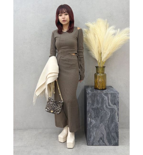 EVRIS「カッティングロングニットワンピース」|ワンピース|