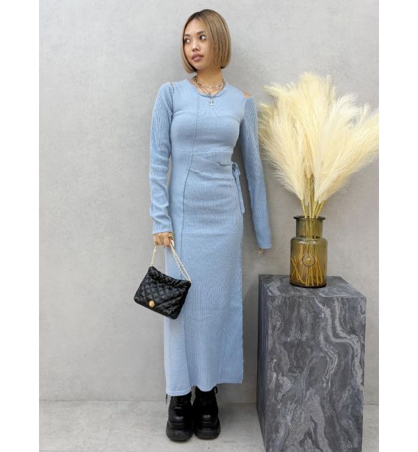 EVRIS「カッティングロングニットワンピース」|ワンピース|