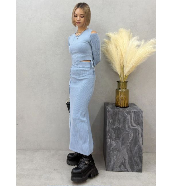 EVRIS「カッティングロングニットワンピース」|ワンピース|