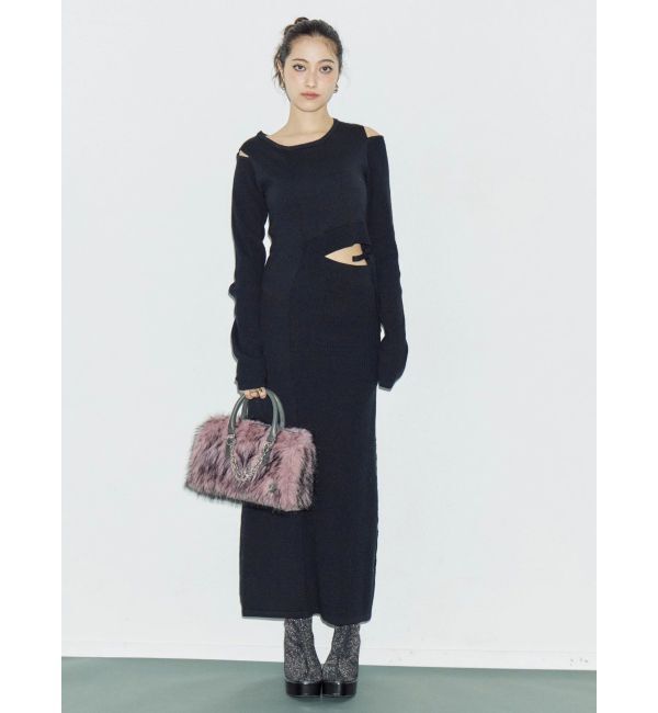 EVRIS「カッティングロングニットワンピース」|ワンピース|