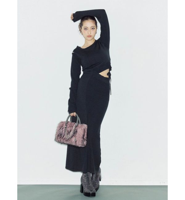 EVRIS「カッティングロングニットワンピース」|ワンピース|