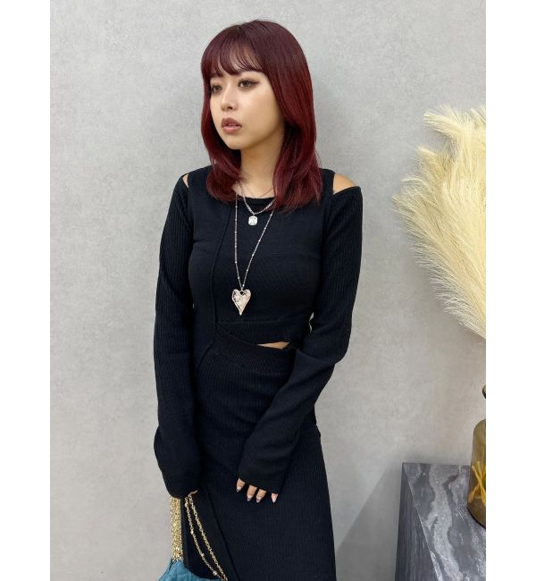 EVRIS「カッティングロングニットワンピース」|ワンピース|