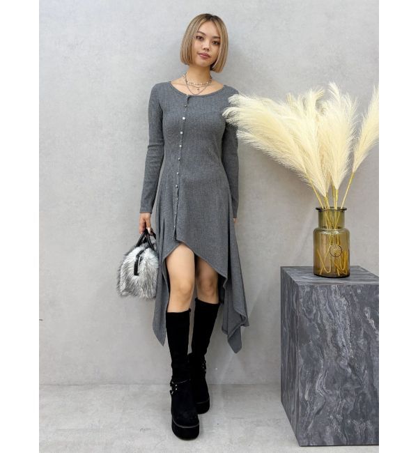 EVRIS「ロングスリットワンピース」|ワンピース|グレー