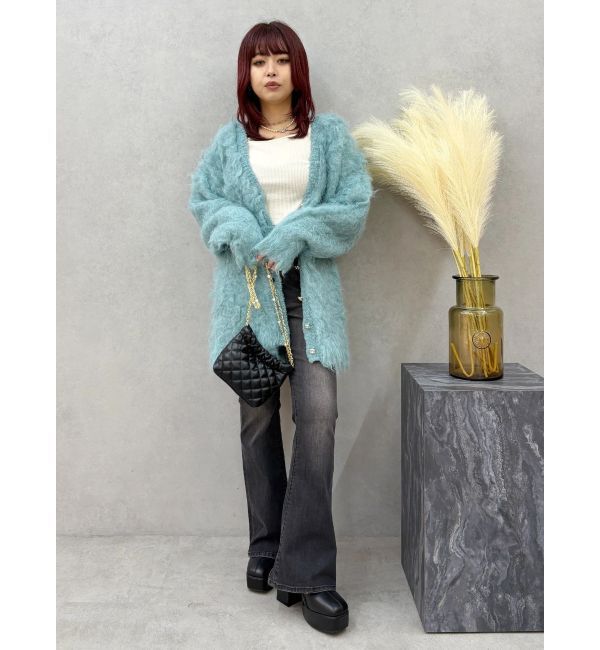 EVRIS「ビジューシャギーニットカーディガン」|カーディガン|