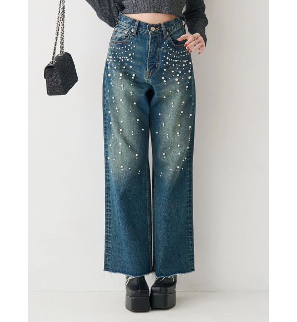 EVRIS「bijouワイドデニムパンツ」|デニム|