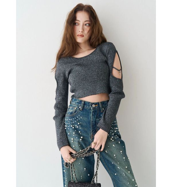 EVRIS「bijouワイドデニムパンツ」|デニム|