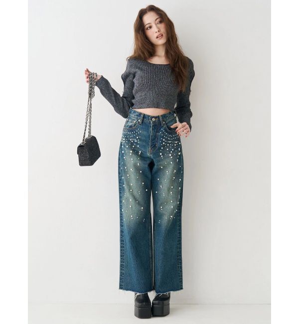 EVRIS「bijouワイドデニムパンツ」|デニム|