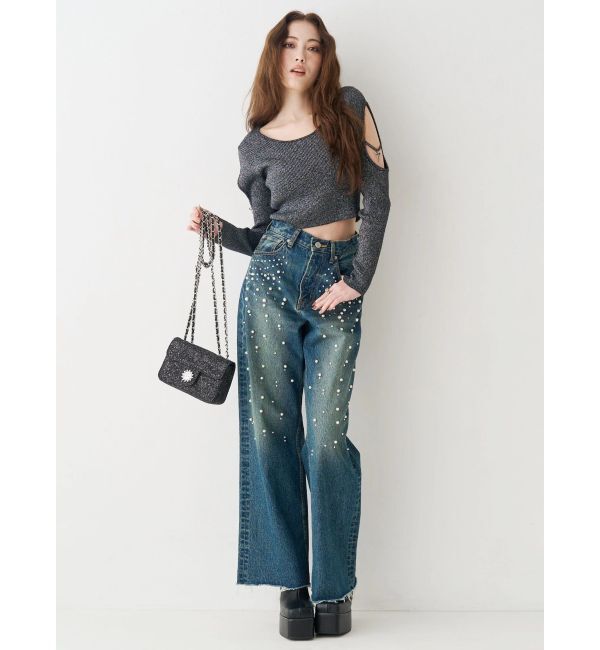 EVRIS「bijouワイドデニムパンツ」|デニム|