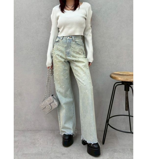 EVRIS「bijouワイドデニムパンツ」|デニム|