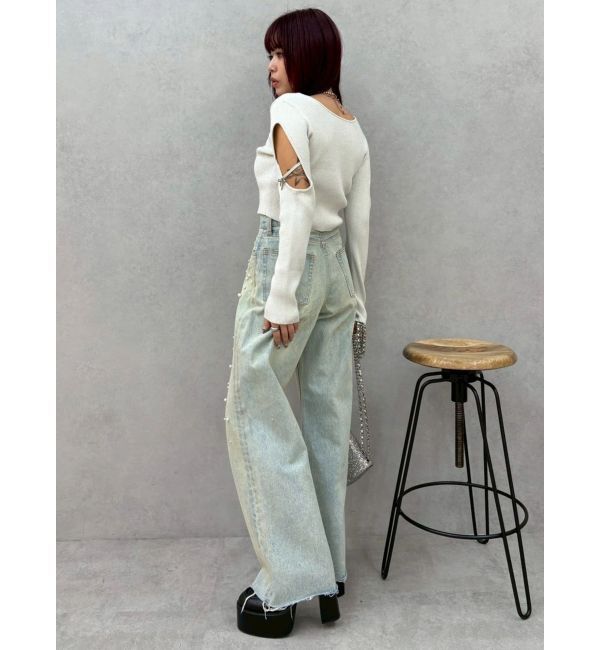 EVRIS「bijouワイドデニムパンツ」|デニム|