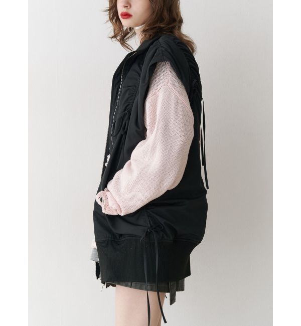 jouetie「ギャザーリボンMA-1ベスト」|ダウンベスト・ベスト|