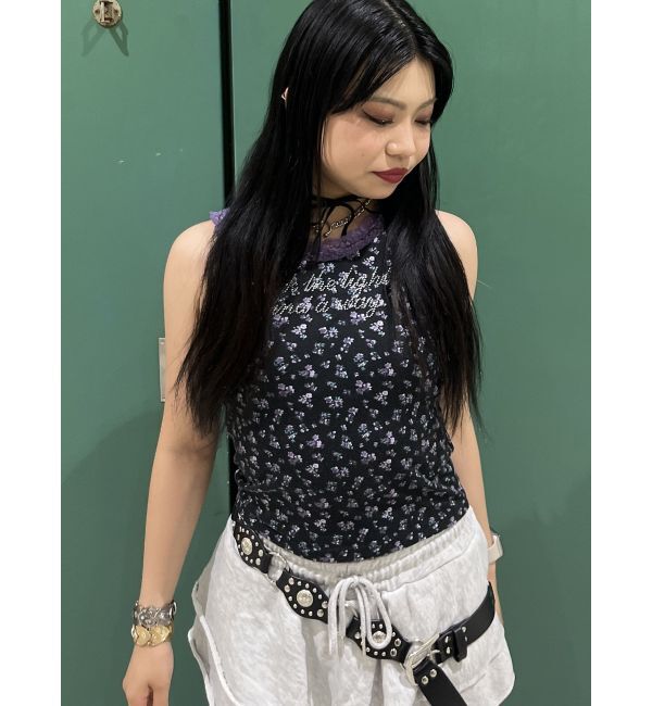 jouetie「レースラインストーンロゴタンクトップ」|Tシャツ・カットソー|