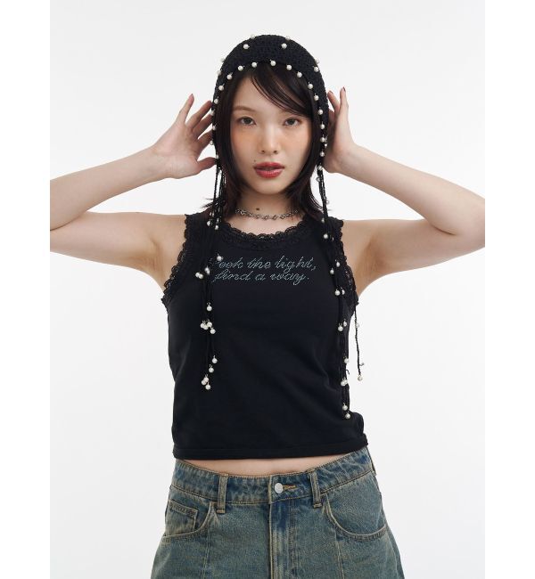 jouetie「レースラインストーンロゴタンクトップ」|Tシャツ・カットソー|