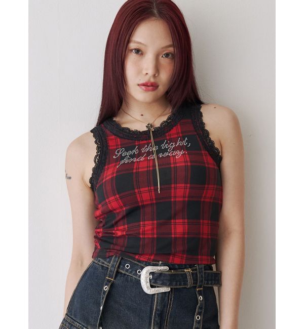 jouetie「レースラインストーンロゴタンクトップ」|Tシャツ・カットソー|