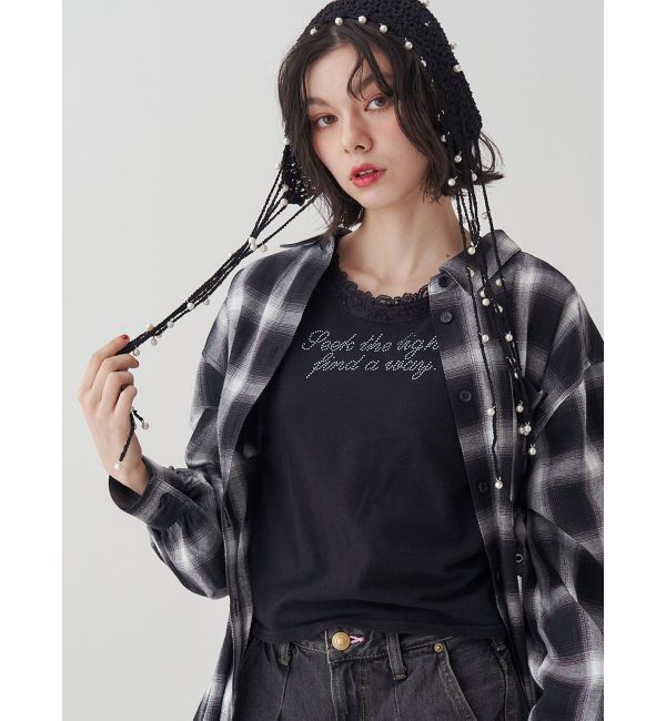 jouetie「レースラインストーンロゴタンクトップ」|Tシャツ・カットソー|